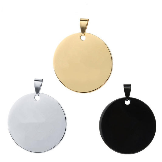 Stainless Steel Round Pendant Blank Round Brand Titanium Steel Brand Dog Brand Metal Pendant Vacuum Plating Gold Medal 100 Pcs