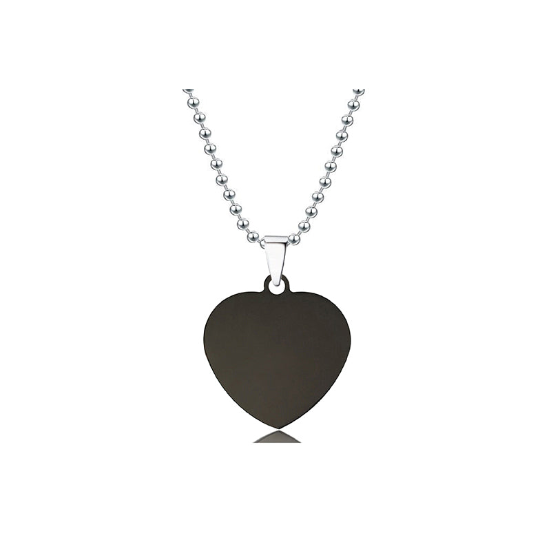 Titanium steel necklace 30mm heart-shaped blank wordless material Holiday gift engraved stainless steel necklace 100 Pcs