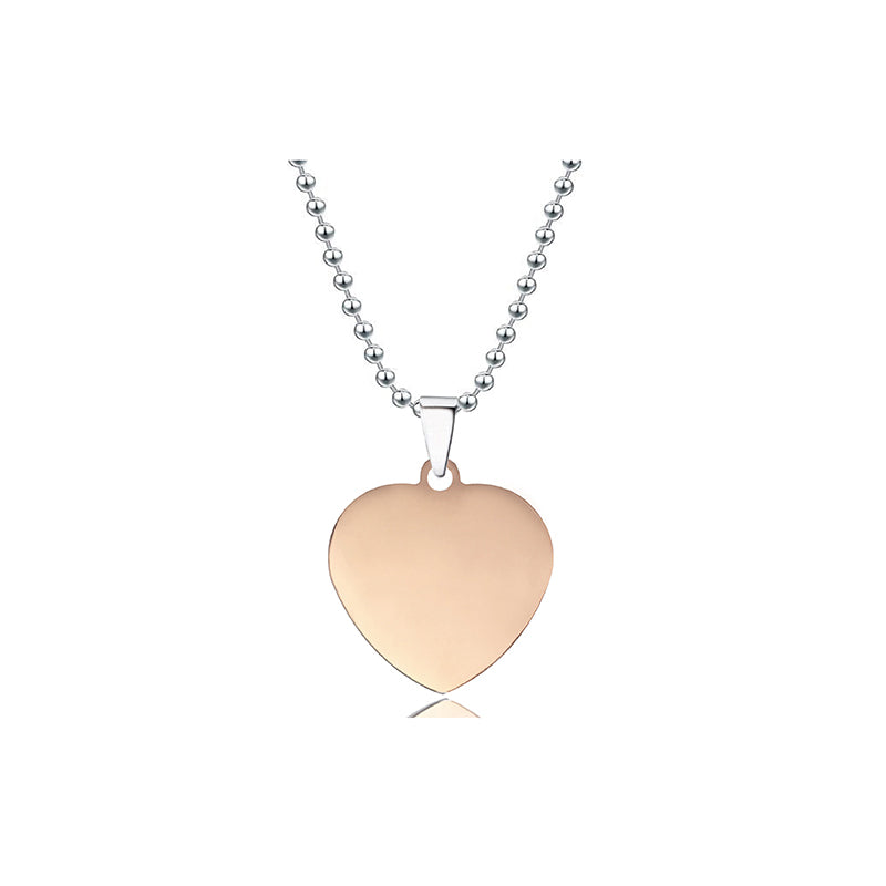 Titanium steel necklace 30mm heart-shaped blank wordless material Holiday gift engraved stainless steel necklace 100 Pcs