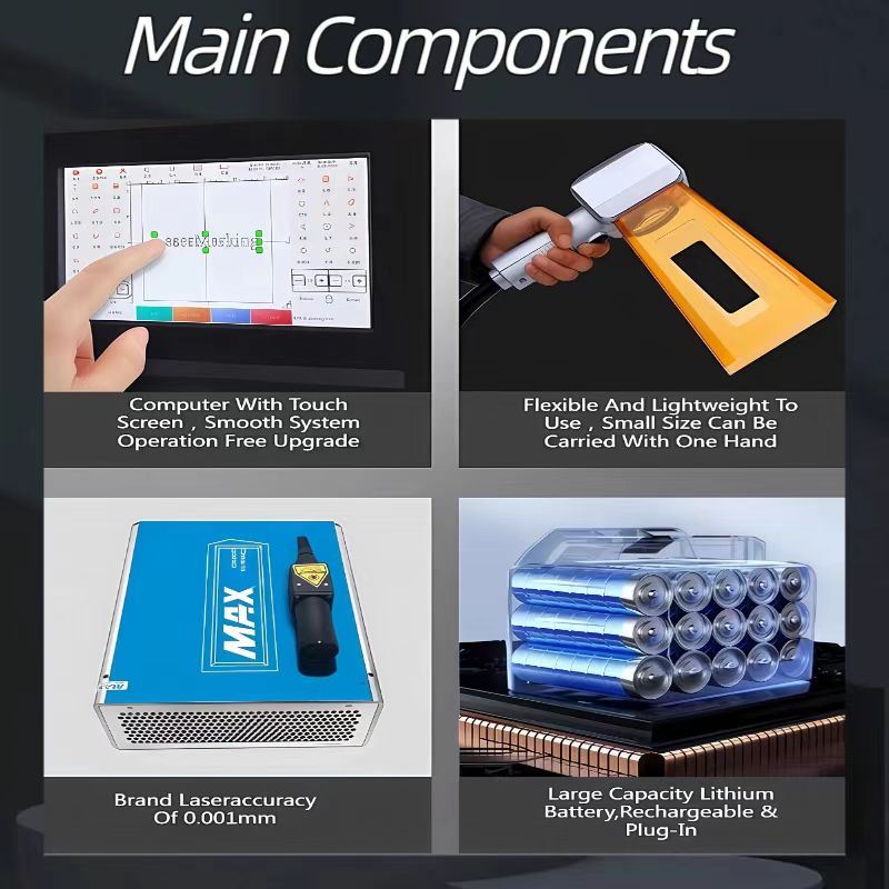 FYID-Feiyide Handheld Fiber Laser Marking Machine 20W/30W/50W Laser Engraving Machine 110V/220V Portable Fiber Marker for all Metal and some non-metal for Individual Shop/Factory/Home. Working area of 100 * 100mm
